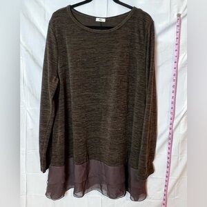 EGS by eloges Women’s Brown Chiffon Layered  Tunic 3X